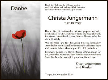 Traueranzeige von Christa Jungermann von HNA