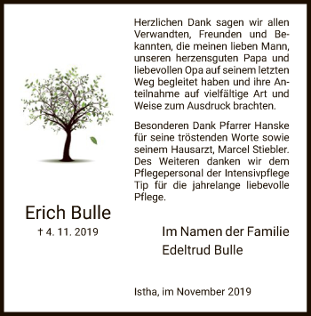 Traueranzeige von Erich Bulle von HNA