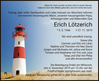 Traueranzeige von Erich Lötzerich von HNA