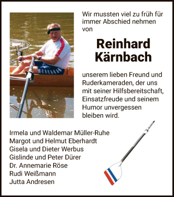 Traueranzeige von Reinhard Kärnbach von HNA
