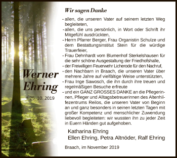 Traueranzeige von Werner Ehring von HNA