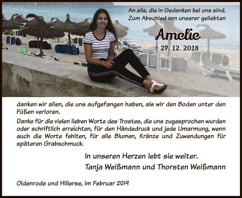 Traueranzeigen von Amelie Weißmann | Trauer.HNA.de