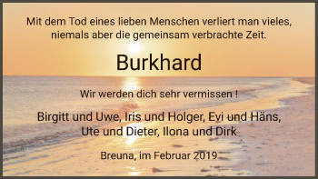 Traueranzeige von Burkhard Schüttler von HNA