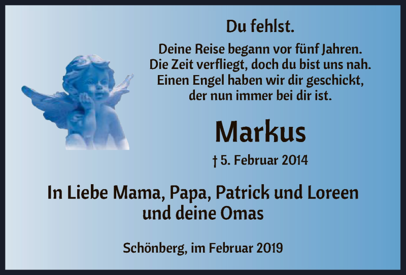  Traueranzeige für Markus Ganz vom 05.02.2019 aus HNA