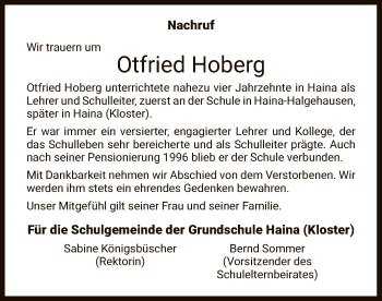 Traueranzeige von Otfried Hoberg von HNA