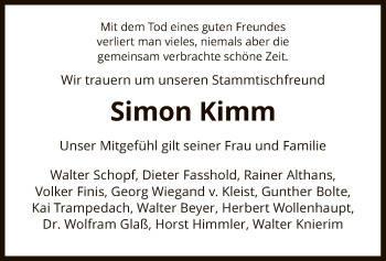 Traueranzeige von Simon Kimm von HNA