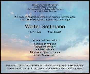 Traueranzeige von Walter Gottmann von HNA