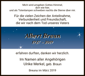 Traueranzeige von Albert Braun von HNA