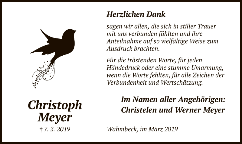  Traueranzeige für Christoph Meyer vom 16.03.2019 aus HNA