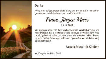 Traueranzeige von Franz-Jürgen Marx von HNA