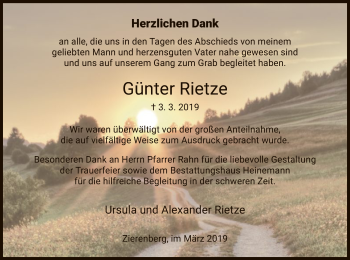 Traueranzeige von Günter Rietze von HNA