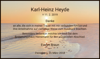 Traueranzeige von Karl-Heinz Heyde von HNA