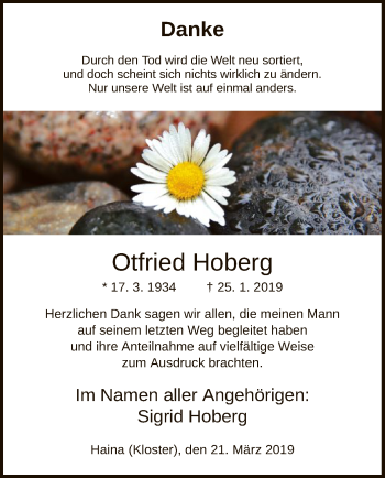 Traueranzeige von Otfried Hoberg von HNA