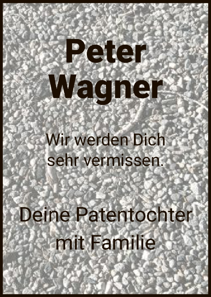  Traueranzeige für Peter Wagner vom 07.03.2019 aus HNA