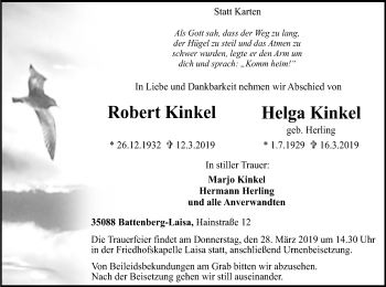 Traueranzeige von Robert und Helga Kinkel von HNA