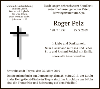 Traueranzeige von Roger Pelz von HNA