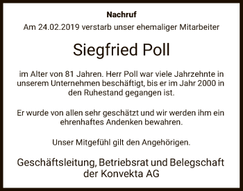 Traueranzeige von Siegfried Poll von HNA