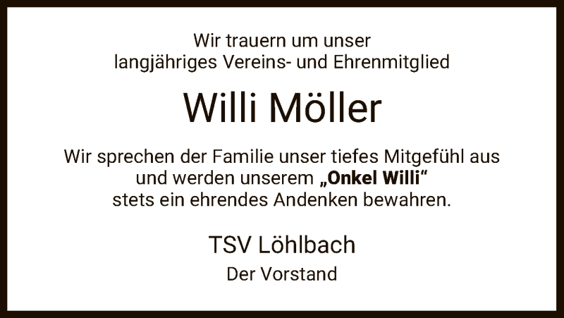  Traueranzeige für Willi Möller vom 08.03.2019 aus HNA