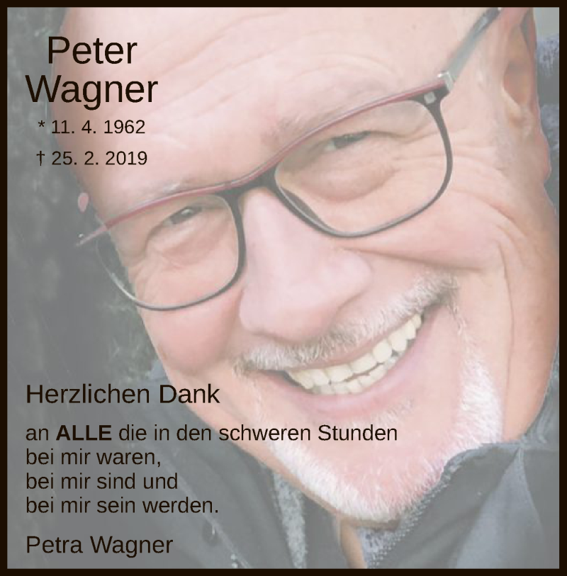  Traueranzeige für Peter Wagner vom 13.04.2019 aus HNA