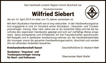Traueranzeige von Wilfried Siebert von HNA