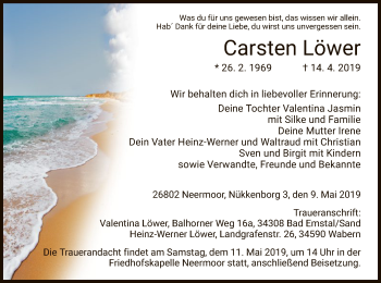 Traueranzeige von Carsten Löwer von HNA