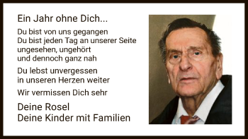 Traueranzeige von Ein Jahr von HNA
