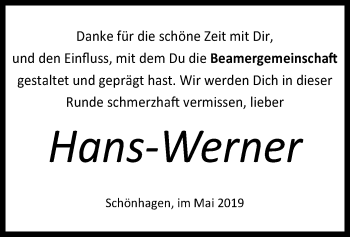 Traueranzeige von Hans-Werner  von HNA