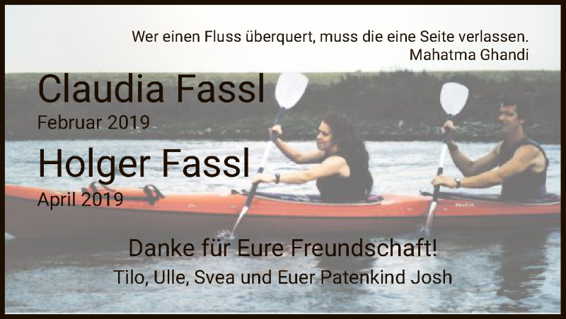  Traueranzeige für Holger und Claudia Fassl vom 11.05.2019 aus HNA