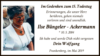 Traueranzeige von Ilse Büngeler-Ackermann von HNA
