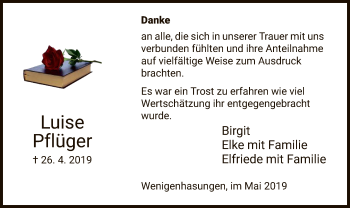 Traueranzeige von Luise Pflüger von HNA
