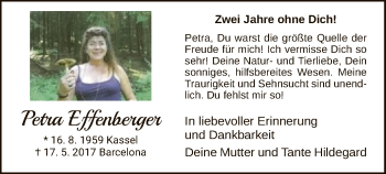 Traueranzeige von Petra Effenberger von HNA