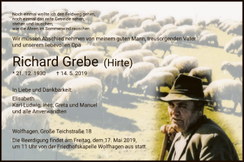 Traueranzeige von Richard Grebe von HNA