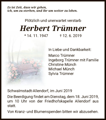 Traueranzeige von Herbert Trümner von HNA