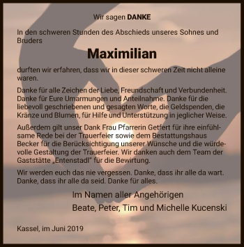 Traueranzeige von Maximilian  von HNA