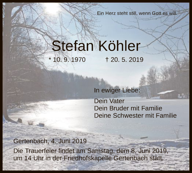  Traueranzeige für Stefan Köhler vom 04.06.2019 aus HNA