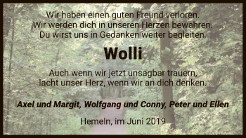 Traueranzeige von Wolli  von HNA