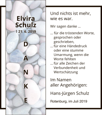 Traueranzeige von Elvira Schulz von HNA