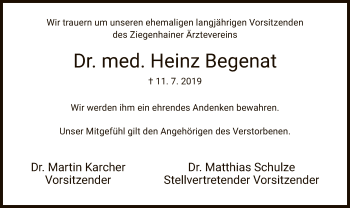 Traueranzeige von Heinz Begenat von HNA