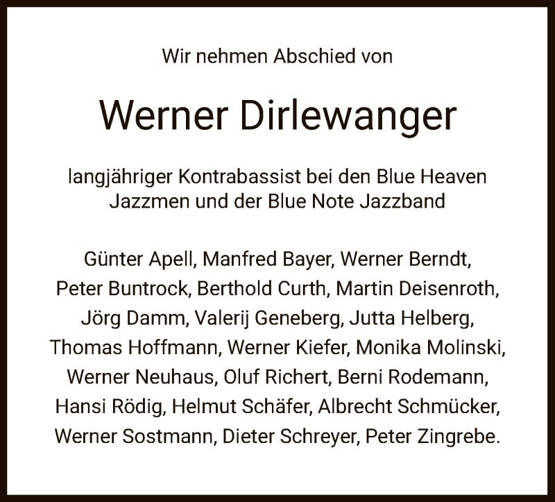  Traueranzeige für Werner Dirlewanger vom 17.07.2019 aus HNA