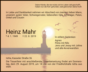 Traueranzeige von Heinz Mahr von HNA