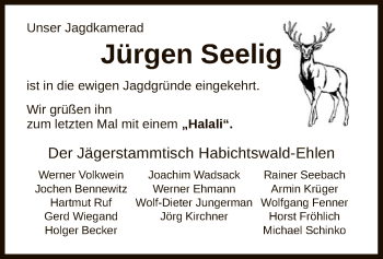 Traueranzeige von Jürgen Seelig von HNA