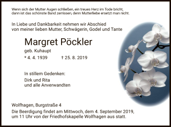 Traueranzeige von Margret Pöckler von HNA