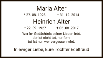 Traueranzeige von Maria Alter von HNA