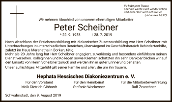 Traueranzeige von Peter Scheibner von HNA