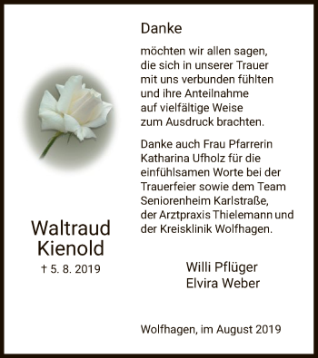 Traueranzeige von Waltraud Kienold von HNA
