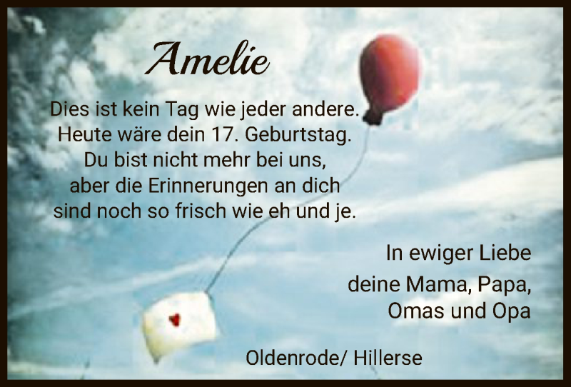  Traueranzeige für Amelie Weißmann vom 20.09.2019 aus HNA