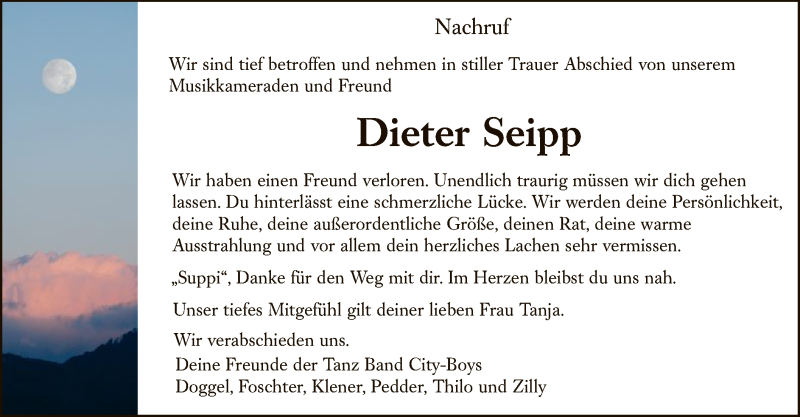  Traueranzeige für Dieter Seipp vom 05.09.2019 aus HNA