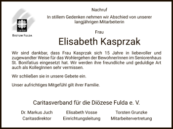 Traueranzeige von Elisabeth Kasprzak von HNA