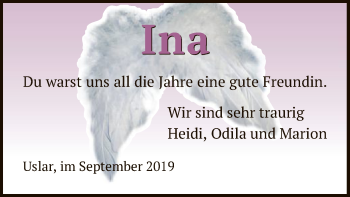 Traueranzeige von Ina  von HNA