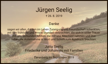 Traueranzeige von Jürgen Seelig von HNA